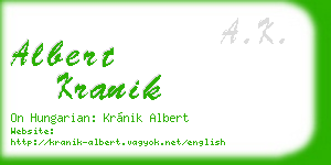 albert kranik business card