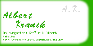 albert kranik business card